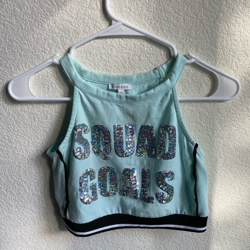 “Squad Goals” Blue Crop Tank Top